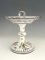 A Meissen Kakiemon pedestal comport, relief moulded and reticulated