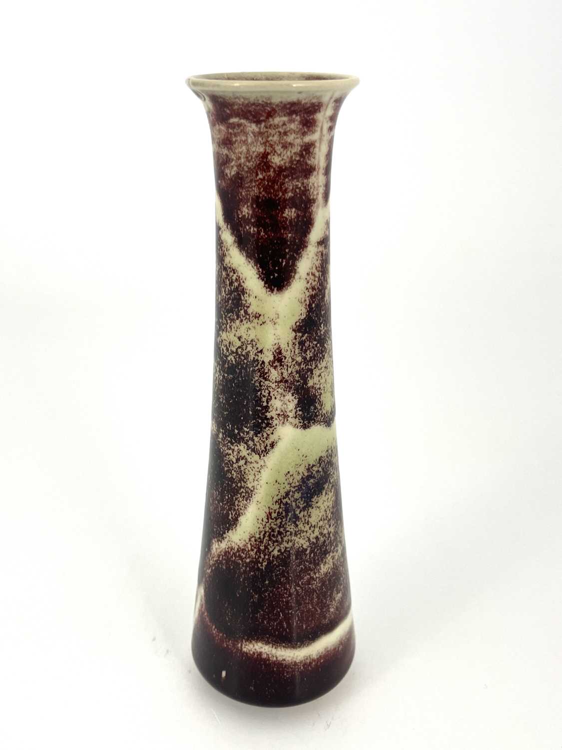 Ruskin Pottery, a Hight Fired vase, 1913, conical form, fissured sand de boeuf, impressed marks, - Image 2 of 6