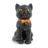 Louis Wain for Wilkinson, The Laughing Cat, a pottery figure modelled as a characterful black cat