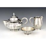Johan Rohde (attributed) for WMF, a Jugendstil silver plated three piece tea set, circa 1912,