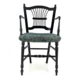 Dante Gabriel Rossetti for Morris and Co., an Arts and Crafts ebonised Sussex armchair, designed