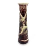 Ruskin Pottery, a Hight Fired vase, 1913, conical form, fissured sand de boeuf, impressed marks,