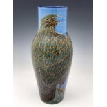 Sally Tuffin for Dennis China Works, a large Eagle vase on blue, 2000, marked No.6, 40cm high