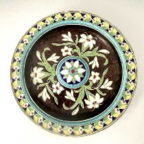 A W N Pugin for Minton, a Gothic Revival relief moulded plaque, circa 1852, dust pressed Armada dish