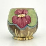 Clarice Cliff for Newport Pottery, a Delecia Pansy pot, footed form, printed Bizarre marks, 8cm