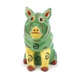 Louis Wain for Max Emanuel and Co., a Lucky Pig vase, designed circa 1914, modelled as a cubist