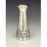 Oliver Baker for Liberty and Co., an Arts and Crafts Cymric silver and gem set vase, Birmingham