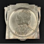 WMF, a Jugendstil silver plated visiting card tray, model 279A, circa 1900, cast in relief with an
