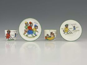 Louis Wain for Paragon China, a cup 'A Fine Catch', a saucer 'Hauling the Rope', a cup 'The Happy