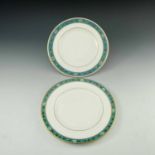 Christopher Dresser for Minton, two plates, with celeste blue borders, jewelled with floral and