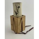 Shoji Hamada (Japanese, 1894-1978), a studio pottery vase, cylindrical form, grey glaze with brush