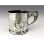 Archibald Knox for Liberty and Co., a Tudric Arts and Crafts pewter glass holder, model 0358,