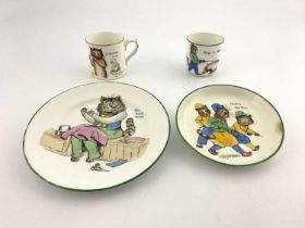 Louis Wain for Paragon, a cup 'Going to Market', a saucer 'Hauling the Rope', a sideplate 'The