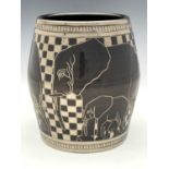 Sally Tuffin for Dennis China Works, African Elephant lustered barrel, 2009 Edition of 15, signed by