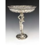 A Jugendstil 800 silver figural comport, Lazarus Posen Witwe, Berlin circa 1900, modelled in the Art