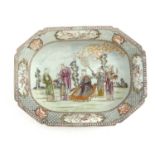 A pair of Chinese export famille rose platters, 18th century, canted rectangular form, painted