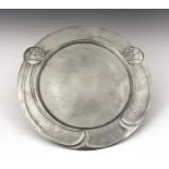 Joseph Maria Olbrich for Eduard Hueck, a Secessionist pewter tray, broad rimmed circular form,