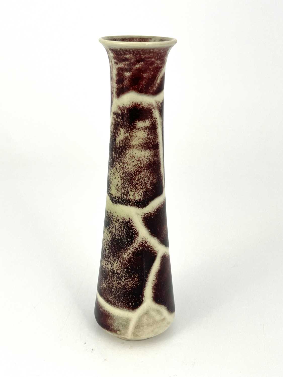 Ruskin Pottery, a Hight Fired vase, 1913, conical form, fissured sand de boeuf, impressed marks, - Image 3 of 6