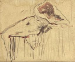 Attributed to Ronald Ossory Dunlop (Irish, 1894-1973), sleeping nude, watercolour and pencil, 19