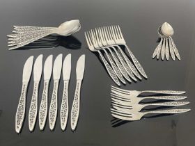 Gerald Benny for Viners, a Mosaic stainless steel canteen of cutlery and flatware, circa 1960s,