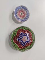 Two French glass paperweights, probably Clichy or Baccarat, concentric millefiori canes (2)