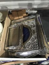 A mixed parcel of antique silver-mounted photograph frames and related parts, (box)