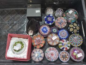 A collection of glass paperweights, mostly Scottish, Perthshire, Ysart style, Vasart etc., including