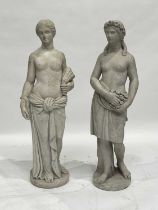 Statuary, a pair of 19th Century Italian white alabaster figures of classically draped allegorical