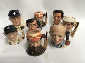 A collection of Royal Doulton Limited Edition character jugs, including The Hampshire Cricketer