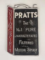 A Pratts Motor Spirit cast aluminium advertising sign, in the form of a two gallon petrol can,