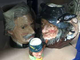 Royal Doulton Character jugs, Mark Twain and Rip Van Winkle and another Sandland ware (3)