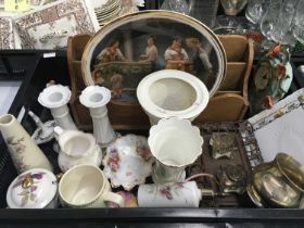 A collection of sundry effects including Purbeck Poole pottery, stoneware jars, plated ware,