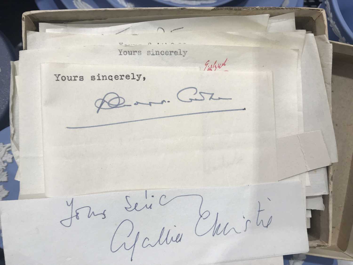 A collection of autographs, mainly autographs cut from correspondence, including Agatha Christie,