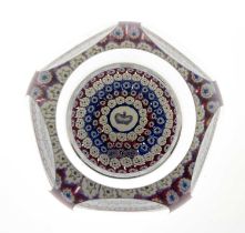 Whitefriars, a Silver Jubilee millefiori faceted paperweight, 1952-1977, small crown within