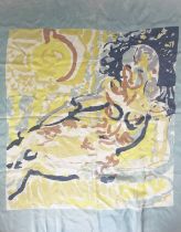 After Partick Heron (1920-1999), Nude, 1947, printed silk scarf, signed and dated in the plate, 62cm