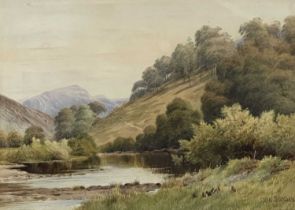 John Sowden (British, 1838-1926), 'A Quiet Spot on the River Lleder, North Wales', signed l.r.,