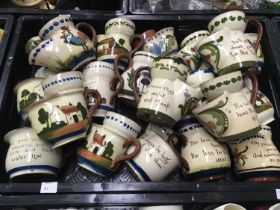 A Collection of mottoware shaving mugs, including Allervale and Torquay pottery (20)