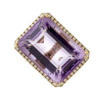 An 18ct gold amethyst and diamond cluster cocktail ring