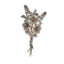 A late 19th century diamond and ruby floral spray brooch