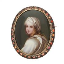 A 19th century gold and garnet portrait brooch