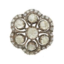 A late 19th century silver and gold rose-cut diamond brooch