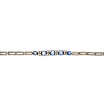 An early 20th century silver sapphire panel bracelet