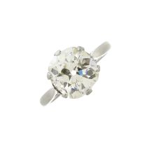 An early 20th century platinum diamond single-stone ring, of 2.82ct