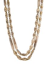 A late 19th century gold longuard necklace chain