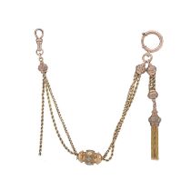 A late Victorian gold Albertina, with tassel drop