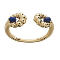 An 18ct gold lapis lazuli hinged bangle bracelet