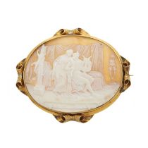 A late Victorian gold shell cameo brooch