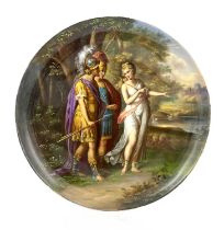 A Vienna porcelain plate, painted with Venus and Hermes in a Romantic landscape, signed