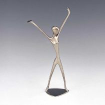 Karl Hagenauer, an Austrian Art Deco chromed figure of a dancer, circa 1930, modelled as a nude with