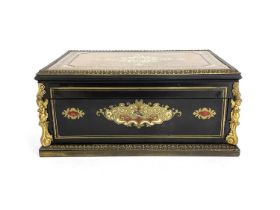 A 19th Century French despatch casket, gilt tooled inset leather top, cast gilt metal mounts,